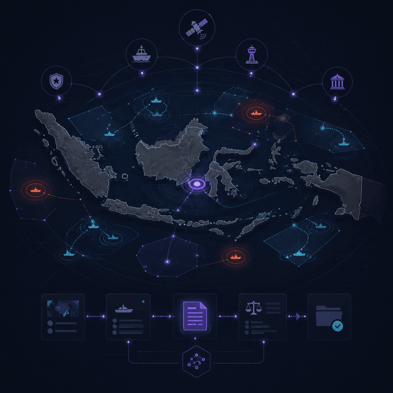 Ilustrasi peta maritim Indonesia SIREN